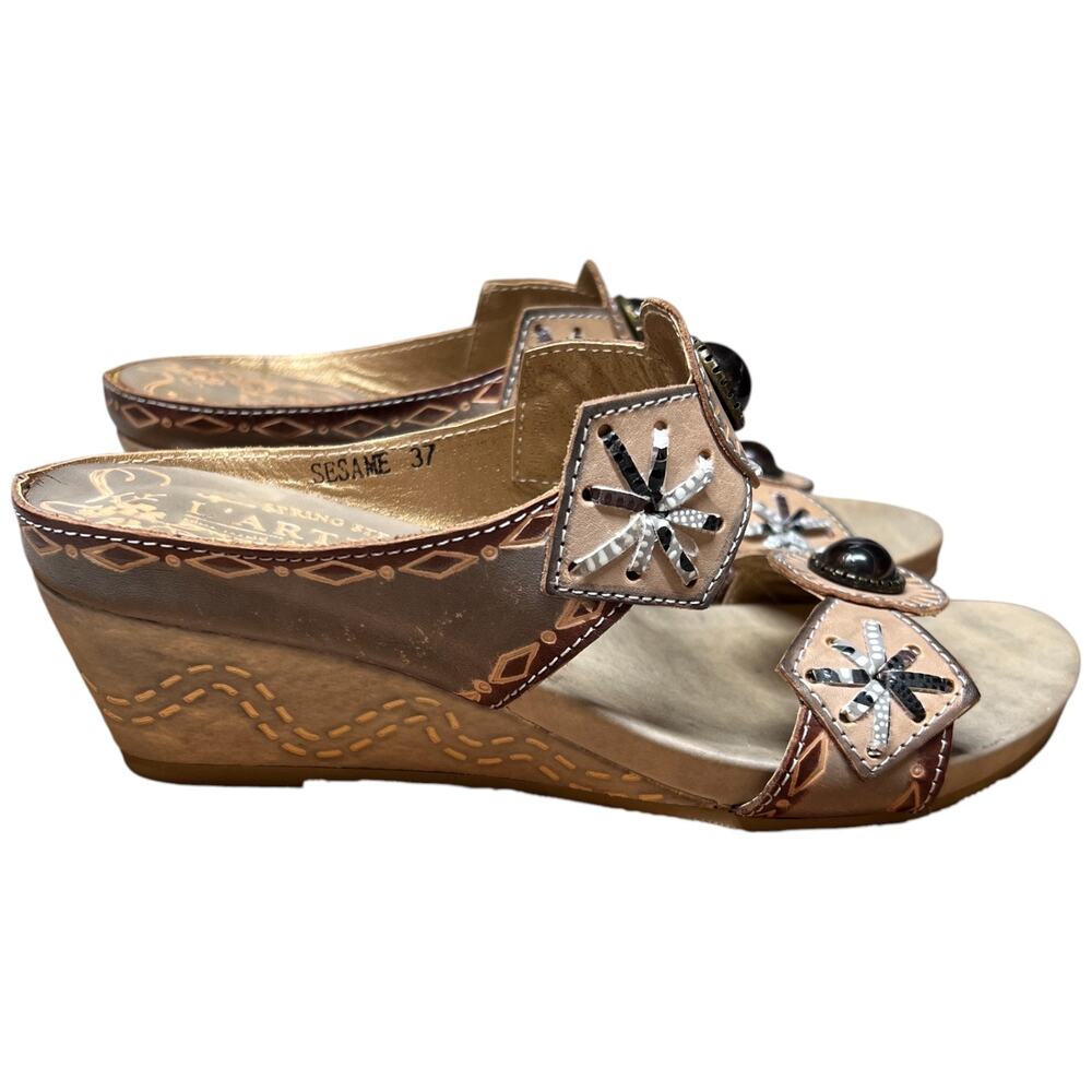 SPRING STEP L'Artiste Women's Size 37/US 6.5-7 Sesame Sandal Wedge Slide Comfort - Picture 6 of 14